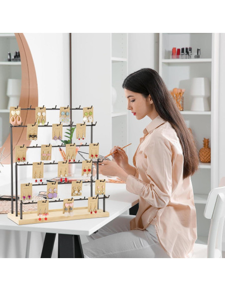 Soporte de Pendientes RNTBWD Negro 6 Niveles 42 Ganchos