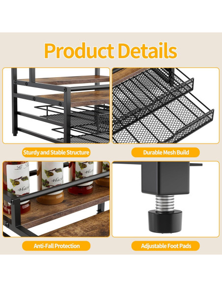 Organizador de jarabes de café Segtenant 4 niveles con 2 cajones