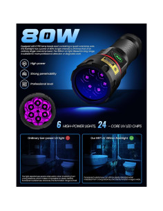 Linterna UV DARKBEAM B97 365nm 6xLED Recargable USB-C 80W 2
