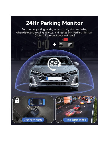 Cámara Dash 4K EMRSTORES 3 Canales WiFi con G-Sensor y 32GB