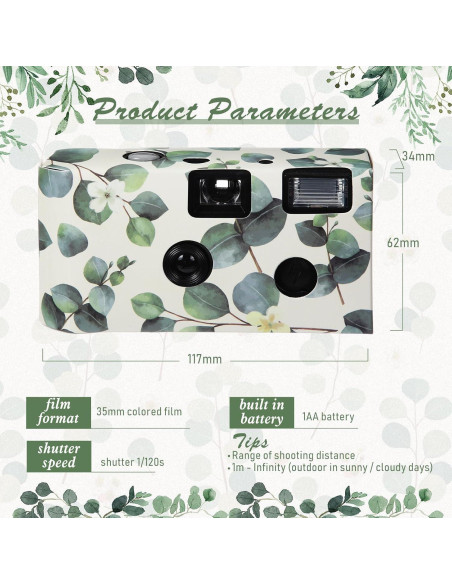 8 Cámaras Desechables Kanayu con Flash 35mm para Bodas