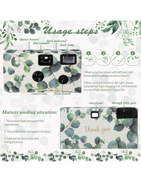 8 Cámaras Desechables Kanayu con Flash 35mm para Bodas