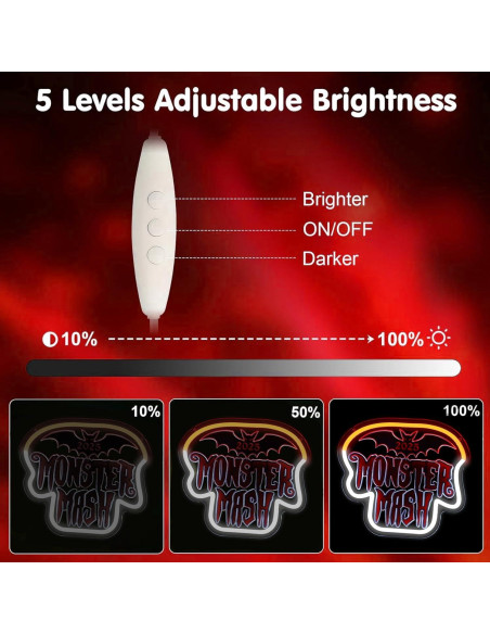 Luz de Neón Halloween Xinyude Monstruo Murciélago 30x27cm