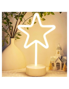 Luz de Neón Estrella HOHOSIGN LED Mesa USB Batería Blanca Cálida