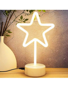 Luz de Neón Estrella HOHOSIGN LED Mesa USB Batería Blanca Cálida 2