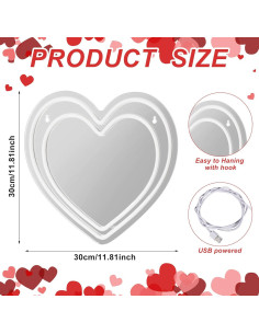 Espejo LED Neón Rosa Corazón Chitidr 30.48 cm Decoración 2
