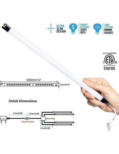 Barras de Luz LED Cefrank 29.97cm 6000K Blanco Frío - 4 Piezas
