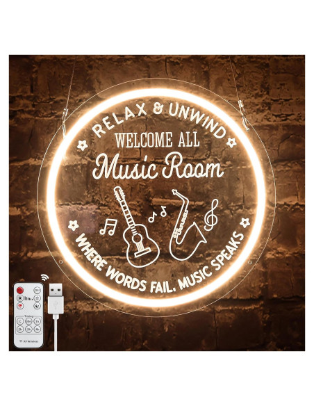 Luz de Neón Guitarra MiMaik 30.48x30.48 cm Regulable USB