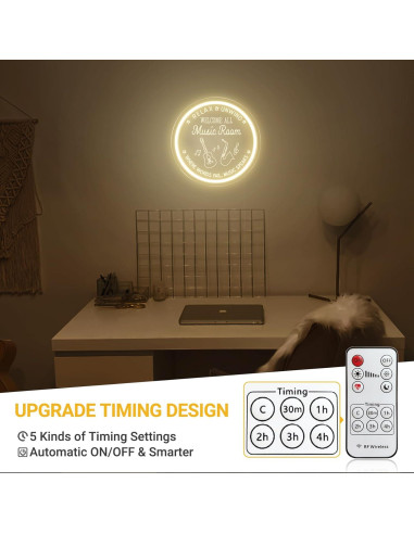 Luz de Neón Guitarra MiMaik 30.48x30.48 cm Regulable USB