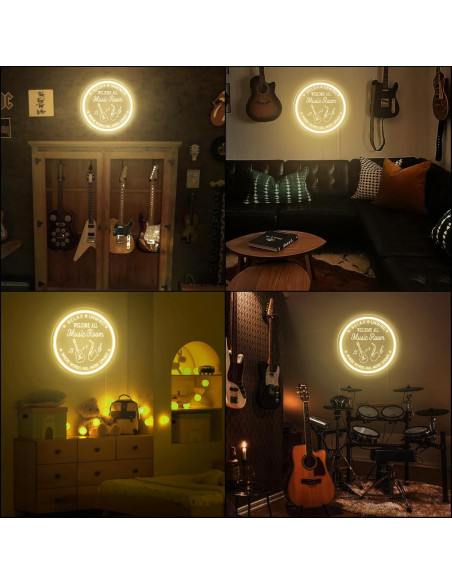 Luz de Neón Guitarra MiMaik 30.48x30.48 cm Regulable USB