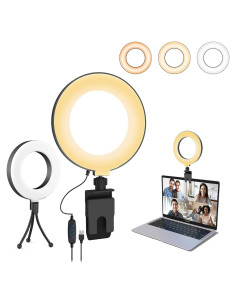 Anillo de Luz LED AMENKER 16 cm con Soporte y Clip USB