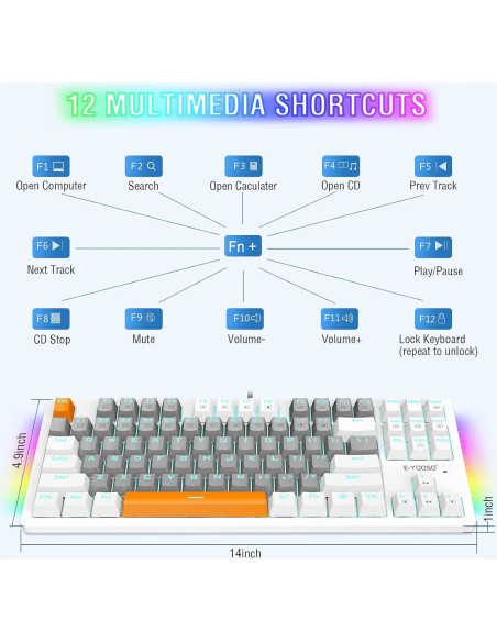 Teclado Mecánico E-YOOSO K620 75% Retroiluminado RGB