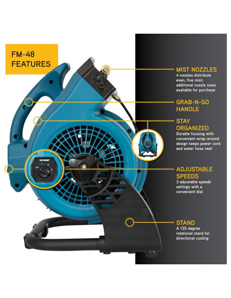 Ventilador de Nebulización XPOWER FM-48, 3 Velocidades, 5.44 kg