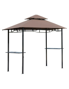 Gazebo para Parrilla Outsunny 2.46m x 1.47m con Techo Doble