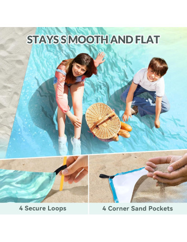 Manta de Playa Thallike Impermeable 200x210 cm con Almohada Inflable