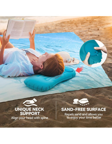 Manta de Playa Thallike Impermeable 200x210 cm con Almohada Inflable