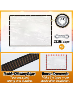 Lona Impermeable Transparente FFKQBH 1.0x2.0m para Exteriores 2
