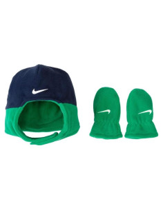 Conjunto de gorro y manoplas Nike para bebés - Talla única - Azul/Verde