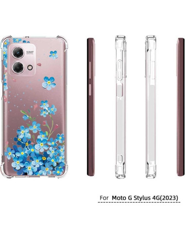 Funda TPU para Motorola Moto G Stylus 4G 2023 Floral Azul