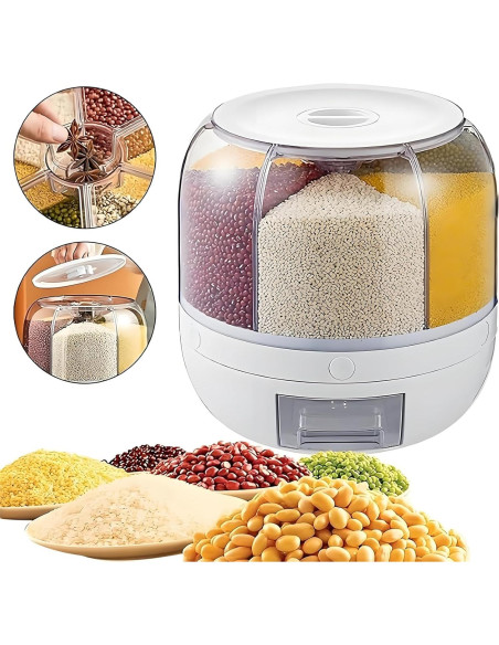 Contenedor de Almacenamiento de Granos Wnnideo 13L 6 Compartimentos
