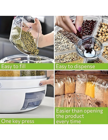 Contenedor de Almacenamiento de Granos Wnnideo 13L 6 Compartimentos