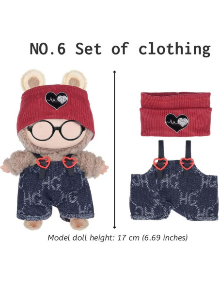 Conjunto de Ropa para Muñecas de Peluche 17cm ebuddy - 6 Atuendos