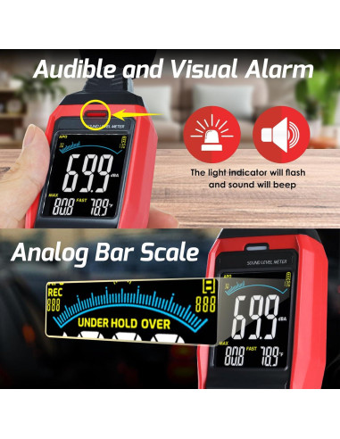 Medidor de Decibelios DANOPLUS DP-390R3 30-130dB con Alarma