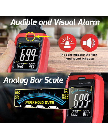 Medidor de Decibelios DANOPLUS DP-390R3 30-130dB con Alarma