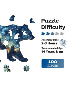 Rompecabezas de Madera Jigfoxy Oso Astral 100 Piezas 19.9x15.6cm 2