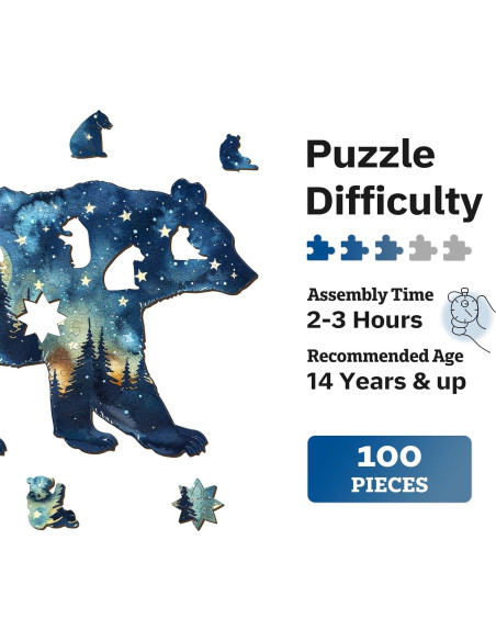 Rompecabezas de Madera Jigfoxy Oso Astral 100 Piezas 19.9x15.6cm