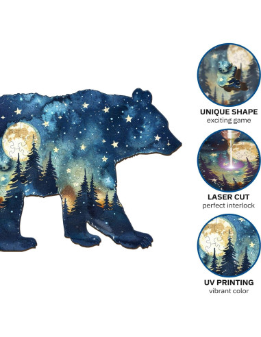 Rompecabezas de Madera Jigfoxy Oso Astral 100 Piezas 19.9x15.6cm