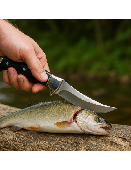 Cuchillo de Caza Buck 20.32 cm Hoja Fija con Funda de Cuero