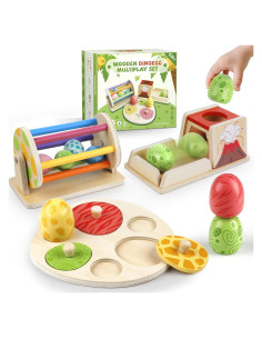 Juego de Juguete Montessori de Madera Dinosaurio 6+ Meses