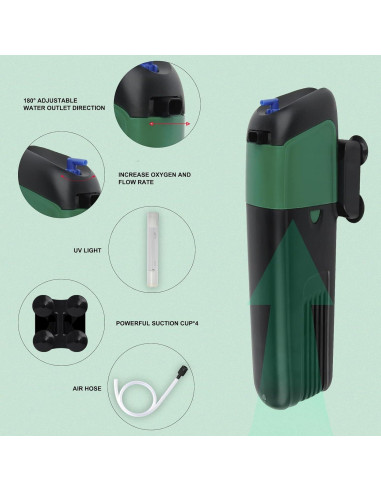 Bomba de Filtro de Acuario FREESEA 5W 500 L/h 4 en 1