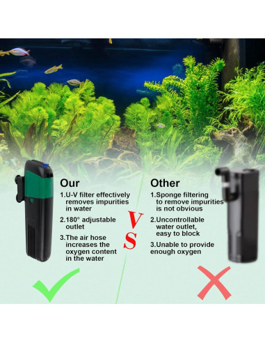 Bomba de Filtro de Acuario FREESEA 5W 500 L/h 4 en 1