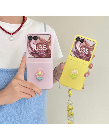 Funda Motorola Razr 2025/2024 con Correa - Diseño Floral Azul