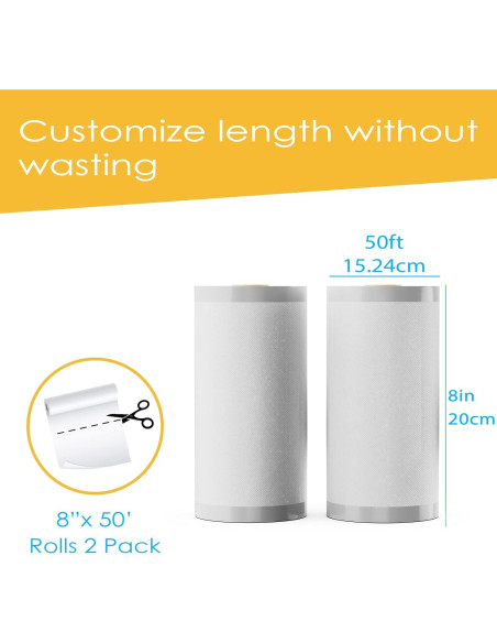Rollos de Sellado al Vacío Houseables 8x50 cm, 2 Paquete