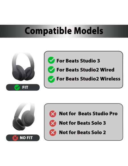 Almohadillas de Reemplazo para Auriculares Beats Studio 2/3 - Negro Almohadillas de Reemplazo para Auriculares Beats Studio 2/3 - Negro