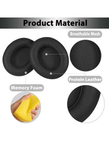 Almohadillas de Reemplazo para Auriculares Beats Studio 2/3 - Negro