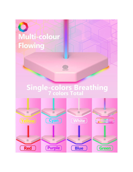 Soporte para Auriculares RGB Dongguan HS01 con 1 USB-C y 3 Tipo-C