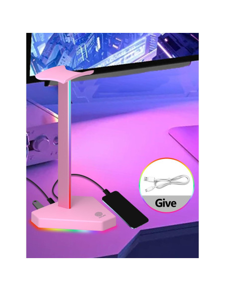 Soporte para Auriculares RGB Dongguan HS01 con 1 USB-C y 3 Tipo-C