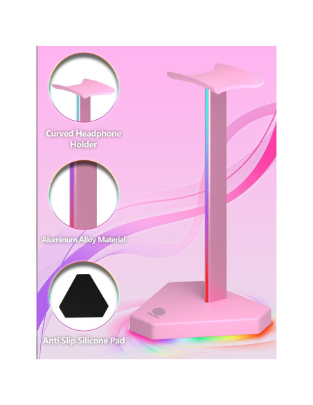 Soporte para Auriculares RGB Dongguan HS01 con 1 USB-C y 3 Tipo-C