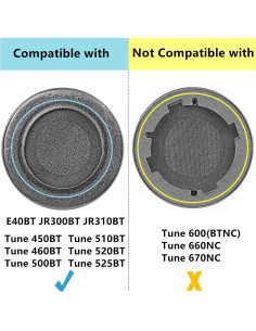 Almohadillas de Reemplazo TaiZiChangQin para JBL Tune 450BT/460BT/500BT 2