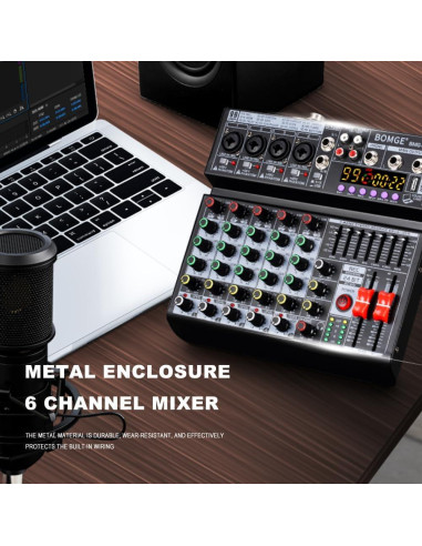 Mezclador de Audio BOMGE 06A Profesional 6 Canales Bluetooth