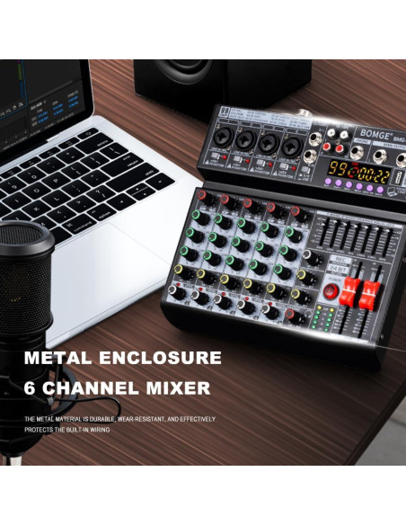 Mezclador de Audio BOMGE 06A Profesional 6 Canales Bluetooth