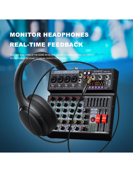Mezclador de Audio BOMGE 06A Profesional 6 Canales Bluetooth