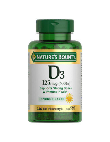 Suplemento de Vitamina D3 5000 UI Nature's Bounty 240 Softgels