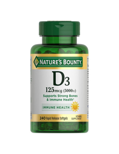 Suplemento de Vitamina D3 5000 UI Nature's Bounty 240 Softgels