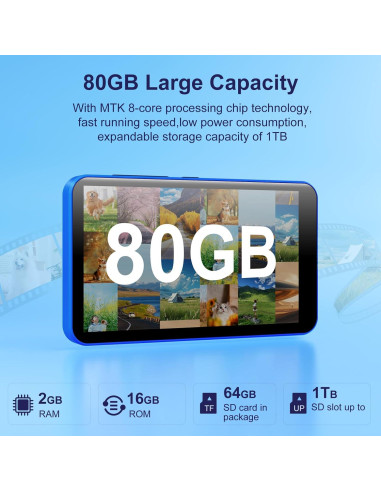 Reproductor MP3 80GB Bluetooth Fanvace M31 Pantalla Táctil