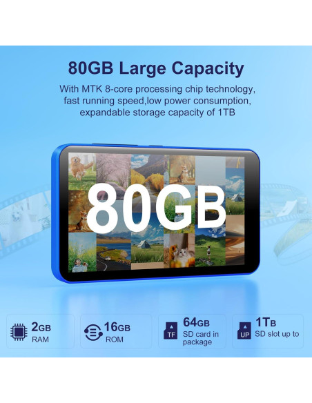 Reproductor MP3 80GB Bluetooth Fanvace M31 Pantalla Táctil